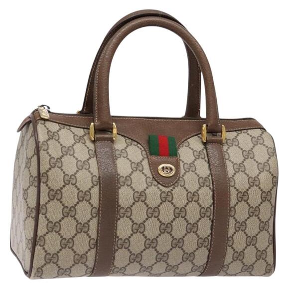 GUCCI GG Supreme Web Sherry Line Hand Bag Pvc Beige Gold 40 02 006 - Picture 1 of 16